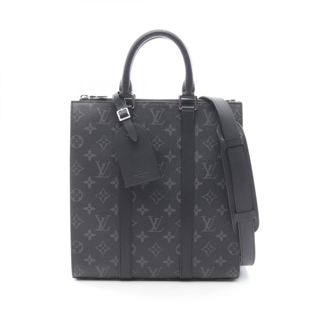 Louis Vuitton Sac Plat Cross Handbag Canvas Leather Monogram Eclipse Black